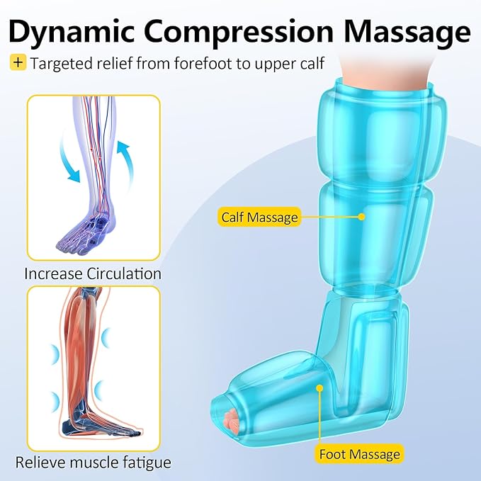 Comfytemp Air Compression Therapy Device K1011 Cordless Leg Massager for Circulation and Pain Relief Portable Foot and Calf Massage Boot Christmas Gift for Dad Men Mom Women Seniors (1 Pack)
