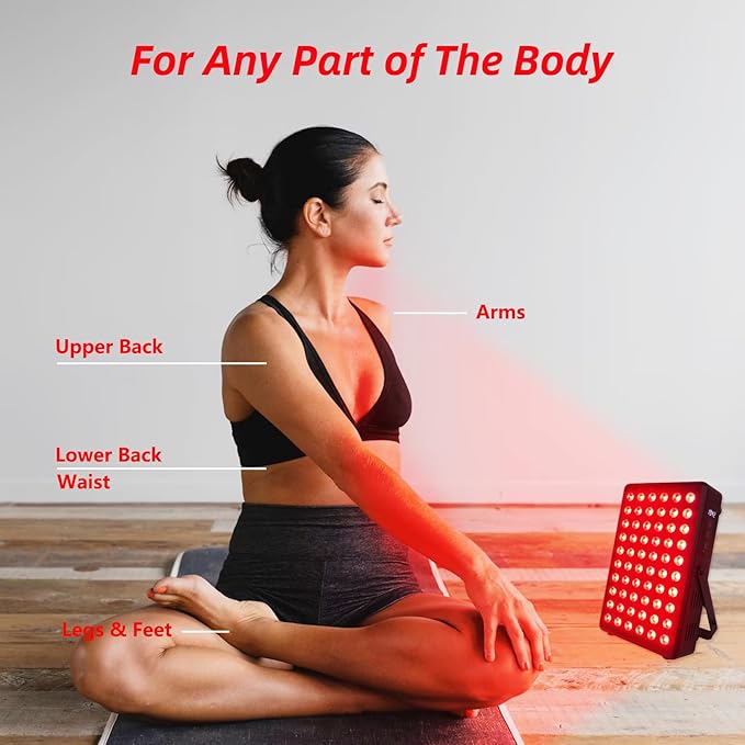Red Light Therapy Panel for Body and Face 660nm Red 850nm and Near Infrared Panel Built-in Timer 60 LEDs High Power Promote Sleep Improve The Body Relieve Muscle Fatigue（E300-Black)