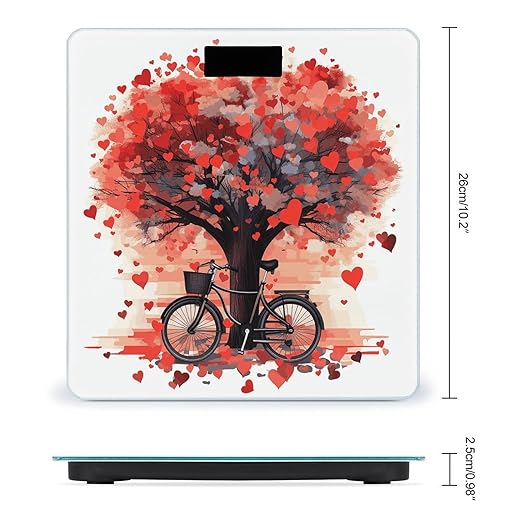 Heart Tree Bicycle Bathroom Scale for Body Weight Bathroom Weighing Scale with Backlit LCD Display Highly Accurate Measures Weight Up to 180kg