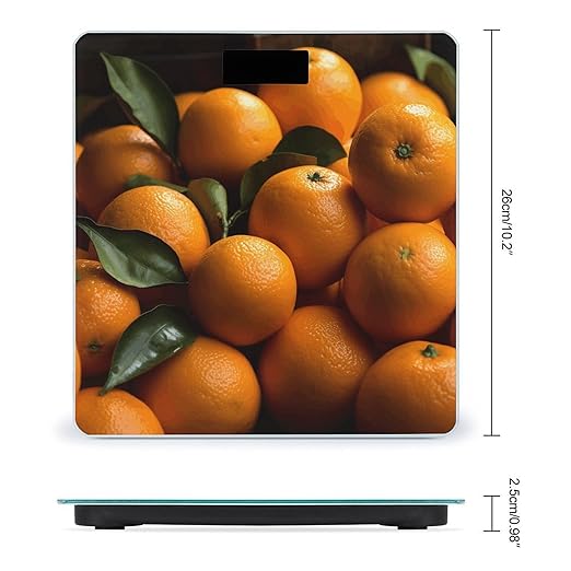 Pile of Oranges Bathroom Scale for Body Weight Bathroom Weighing Scale with Backlit LCD Display Highly Accurate Measures Weight Up to 180kg