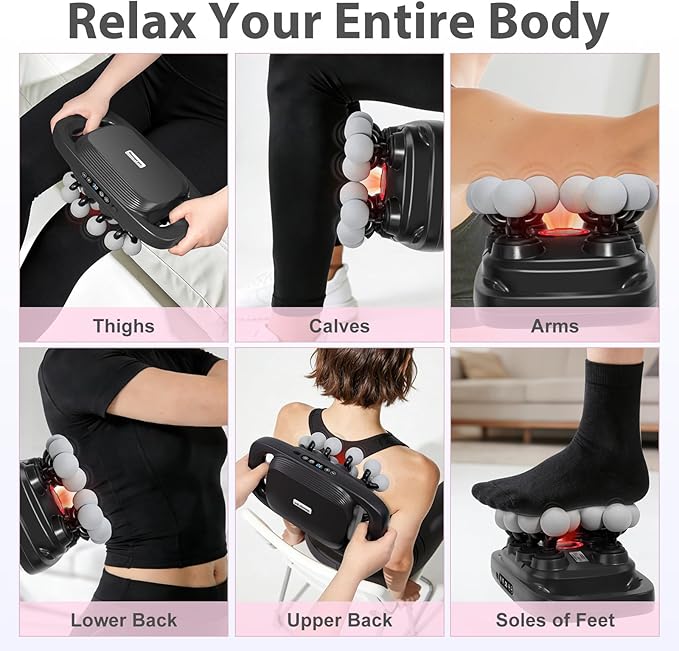 20-Head Massage Gun Set Deep Tissue Portable Percussion Massager with 3 Modes &amp 30 Intensities Muscle Massager for Legs Waist Back Pain Relief Quiet Electric Massage Tool for Home &amp Gym