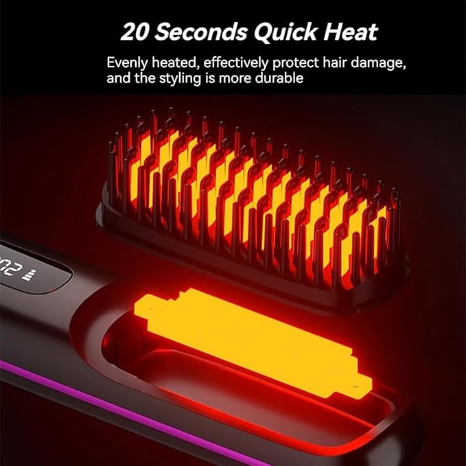Straightener Brush - Hair Styling Comb Travel Hair Straightener LED Screen Controller Brushes Professional Styling Tool Portable Wet Dry Device for Home Beach Salon Trip Grooming