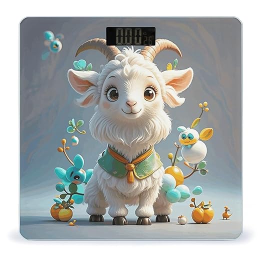 Cute Goat Weight Scale Cute Bathroom Scale for Body Highly Accurate Digital Weighing Machine for People Compact LCD Display Scales with Sturdy Toughened Glass Scales