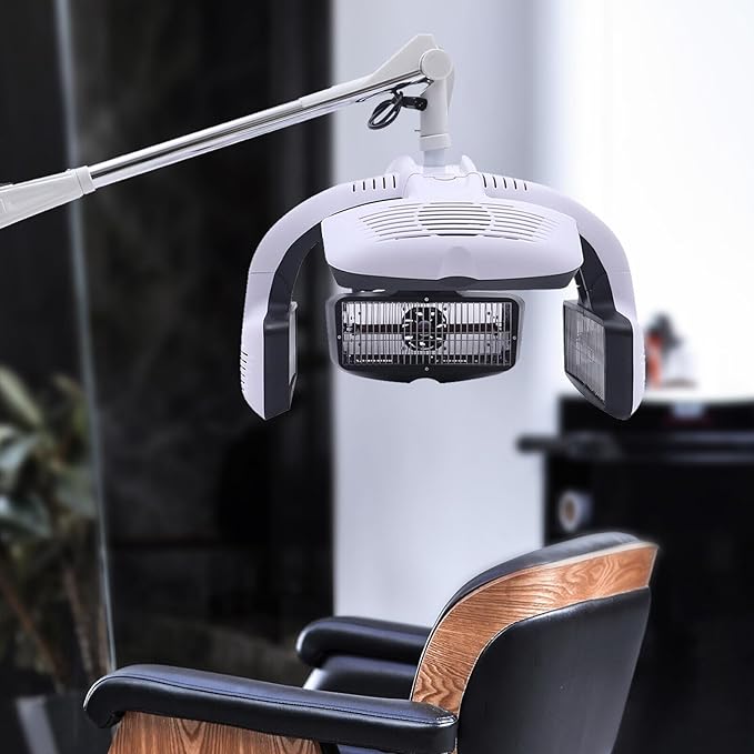Wall Mounted Hair Dryer Professional Hair Dryer Heater 110V 1250W Hair Hood Dryer w/LCD Display Adjustable Swing Arm Hair Dryer Hair Processor for Hair Salon White