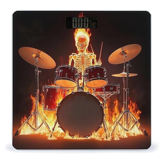 Energy Saving Scale Bathroom Weighing Scale Smart Scale for Body Weight Digital Rock Drum Fire Flame Skull Skeleton