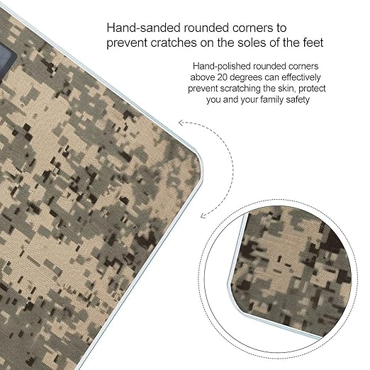 Army Digital Camouflage Weight Scale Large Bathroom Scales Digital Weight with Bright LED Display Non Slip Automatic Weighing Scale Fashion Weighing Machine for Body