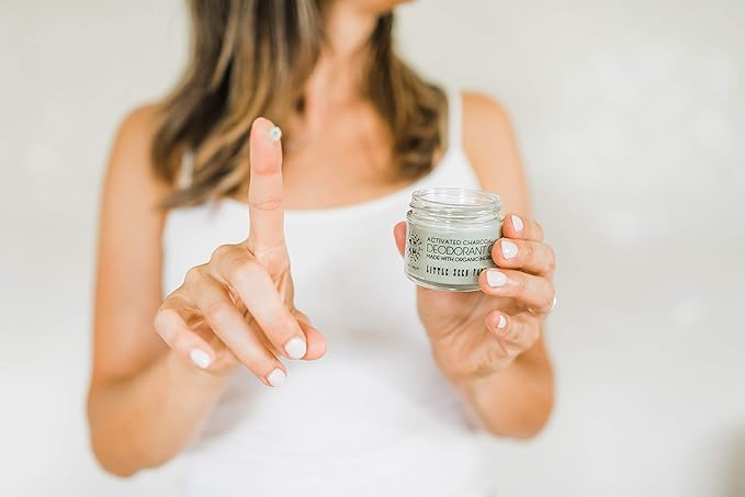 Little Seed Farm All Natural Deodorant Cream Aluminum Free Deodorant for Women or Men 2.4 Ounce - Activated Charcoal + Black Jar Sleeves