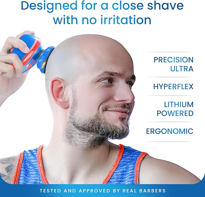 360 Bald Head Shaver 5 in 1 Attachments Grooming Kit Rechargeable Electric Hair Shaver Wet Or Dry with Pop-up Beard Moustache Trimmer Barber Grade