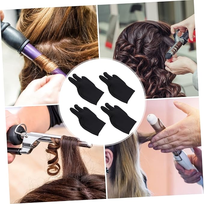 4pcs Heat Resistant Mitts Utility Gloves for Men Women Heat Hair Styling Curling Iron Mitts Finger Protectors for Hair Salon Home Use