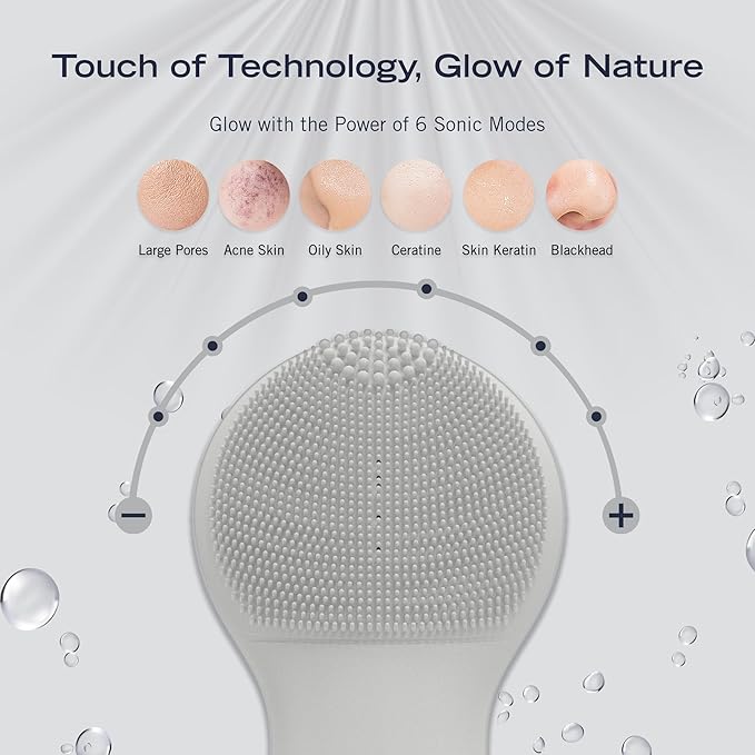 Nautica PC130 Sonic Facial Cleansing Brush Made with Ultra Hygienic Soft Silicone Waterproof and Rechargeable Face Scrub Brush for Men &amp Women - (Milk)
