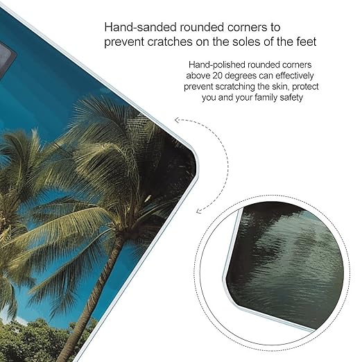 Tropical Coconut Trees Beach Smart Scale for Body Weight Accurate Bathroom Scale with LED Display Digital Weight Scales Weighing Machine High Precision Scales for Bath Home