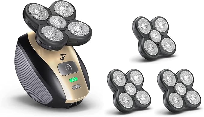 Freebird FlexSeries™ Shaver and Blade - Fast Smooth Water-Resistant Electric Head Shaver with 5 Flexible Blades USB Rechargeable Ideal for Bald Men and Women