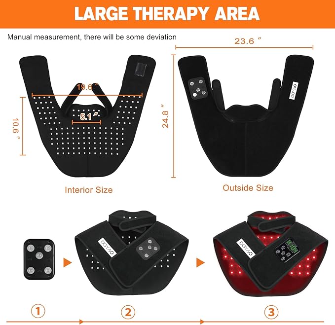 TUOB Red Light Therapy Device for Shoulder and Neck with 6000mAh Battery Cordless 850nm Near Infrared Light Therapy Wrap for Shoulder Back Benefit for Joint Pain Relief Muscle Relax