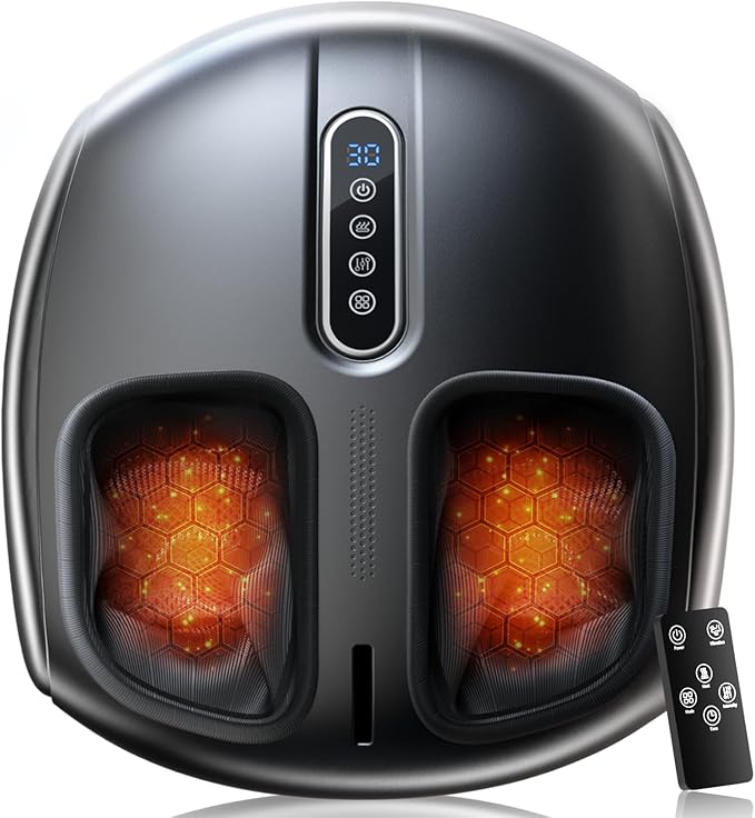Shiatsu Feet Massager Foot Massager with Heat Deep Kneading Vibration and Air Compression for Plantar Fasciitis 2 Heat Levels Birthday Gifts for Women Mom Dad