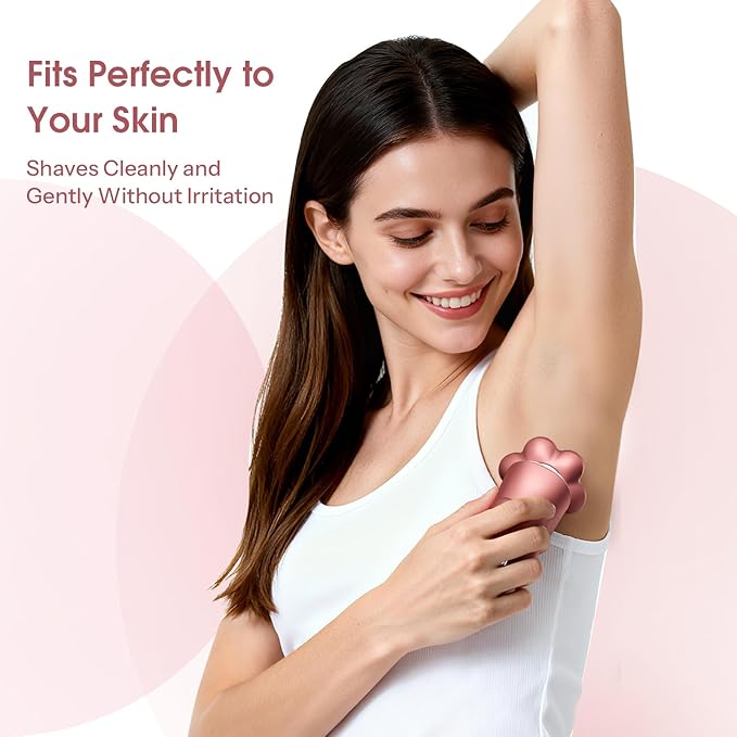 Electric Razors for Women Legs: 5-in-1 Rechargeable Body Shaver 7D Wet &amp Dry Body Trimmer IPX7 Waterproof Lady Hair Remover for Face Underarms Pubic Light Pink