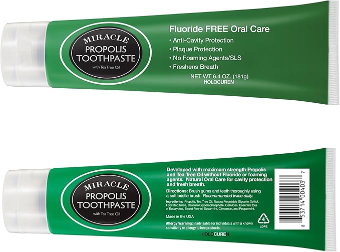 Miracle Propolis Oral Care Bundle with Mouthwash and Toothpaste 16 oz and 6.4 oz Fluoride-Free