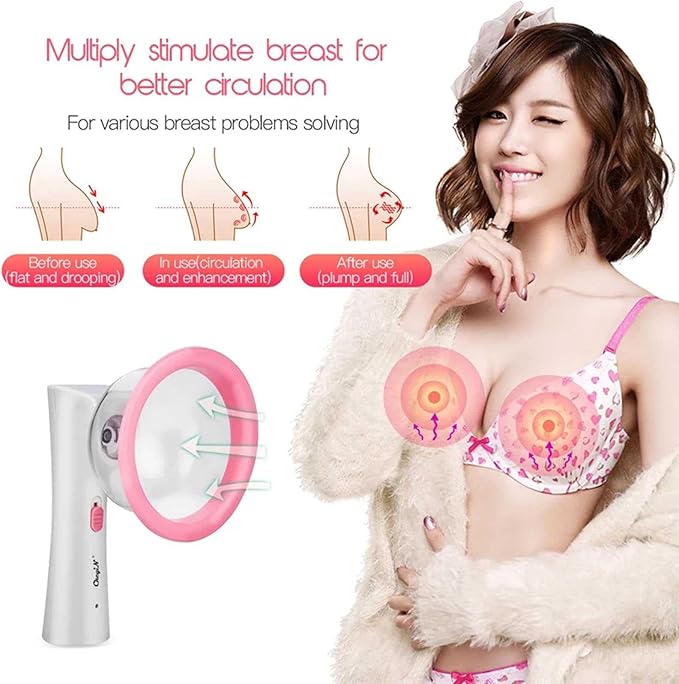 Electric Breast Nipple Massager | Negative Pressure Vacuum Breast Cup | Liposuction Device for Chest Enlargement Enhance | Anti-Sagging Firming Breast Blood Circulation (12.5cm)