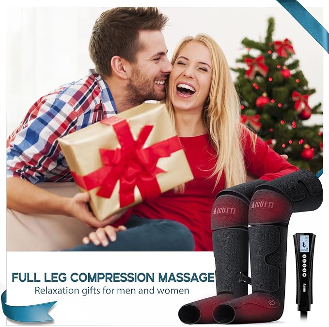 Air Compression Leg &amp Foot Massager with Heat – Relief for Circulation Fatigue &amp Tension – Relaxing Gifts for Dad Mom Men &amp Women – Ideal for Father’s Day Mother’s Day Christmas &amp