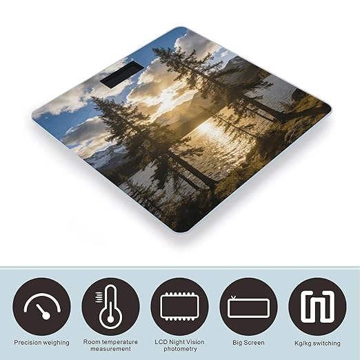 Gold Falling Between The Trees Weight ScaleClear LED Display Bathroom Digital Weighing ScaleTempered Glass Digital Bathroom Scale for Body Weight Capacity Up to 400 Lbs
