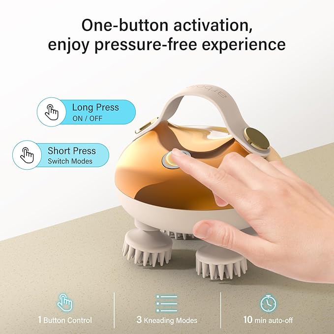 arboleaf Electric Scalp Massager Head Massager Scalp Stress Relax 5 in 1 Kneading 128 Massage Nodes Waterproof Hair Massage with 8 Removable Claws Cat Scratcher Gift for Dad Mom