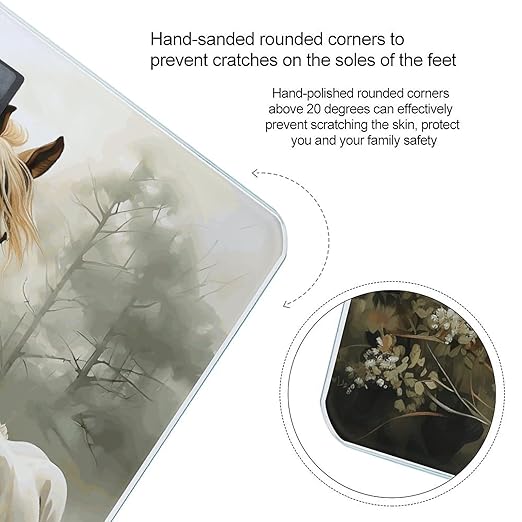 Animals Embroidery Paintings Horses Scale for Body Weight Safe Rounded Corners Tempered Glass Digital Bathroom Scale LED Display 400lb Capacity Weight Scales with High Precision Sensors