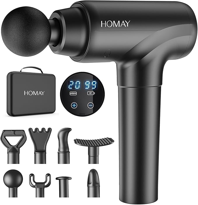 HOMAY Massage Gun Deep Tissue Muscle Massage Gun Back Massager for Pain Relief 20 Speeds Handheld Electric Massager Tool