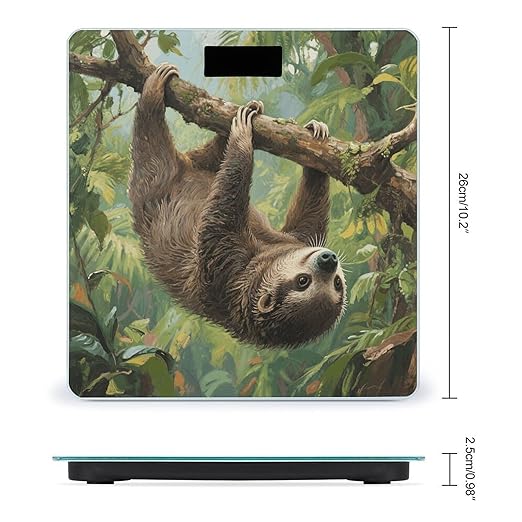Lazy Sloth Bathroom Scale for Body Weight Bathroom Digital Electronic Weighing Scale with Back Lit LED Display Sturdy Tempered Glass Weight Watchers Scales 400lb