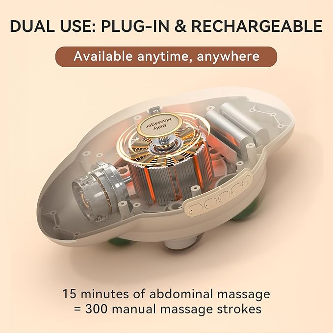 Abdominal Massager with Heat Stomach Massager for Digestion Belly Cellulite Massage for Flattening Belly Four Massage Discs Work in Sync Relieves Gas Constipation or Period Cramps