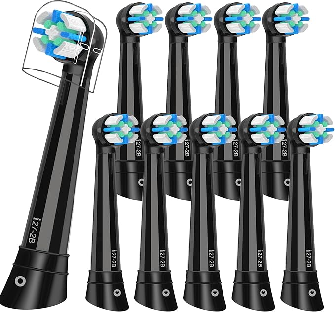 10 PCS iO Replacement Heads Compatible with Oral B iOiO Series Electric Toothbrush Heads Compatible with Oral B iO 2/3/4/5/6/7/8/9/10Medium Bristles for Effective Plaque RemovalBlack
