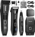 Soonsell Manscape Beard Trimmer for MenIPX7 Waterproof 4 in 1 Men's Grooming KitBall ShaverNose Hair ClippersElectric RazorHair Clippers for MenLED DisplayWet/Dry Trimmer