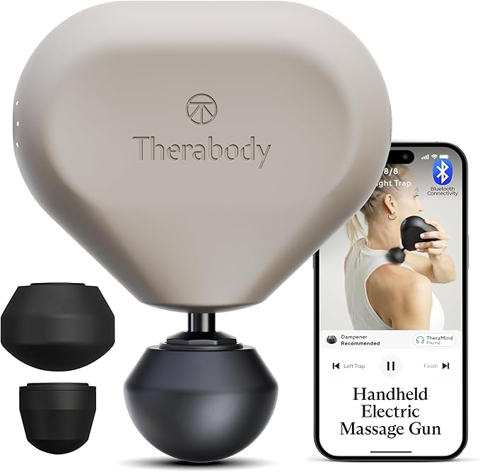 TheraGun Mini (3rd Generation) by Therabody – Ultra-Portable Massage Gun and Travel Essential for Fast Effective Pain and Tension Relief Anywhere (Oat)