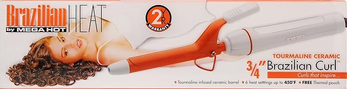 Brazilian Heat BBH3101 Brazilian Heat Tourmaline Ceramic Spring Curling Iron 0.75 Inch