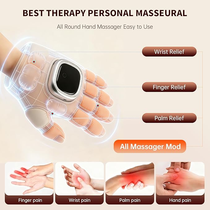 Hand Massager with Heat and Compression for Arthritist Women and MenCordless Electric Hand held Massager for Arthritis and Carpal Tunnel with Touchscreen &amp Palm Roller
