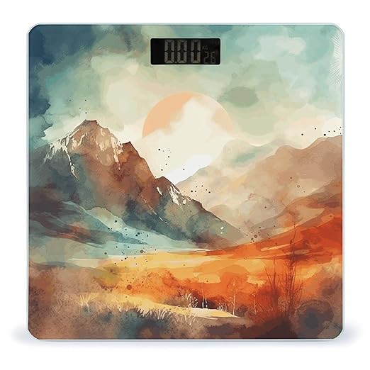 Digital Bathroom Scale for Body Weight Scale with Bright LCD Display High Accuracy Step-On Technology Auto On/Off Mountains and Sun Digital Scales 400 Lbs /180kg