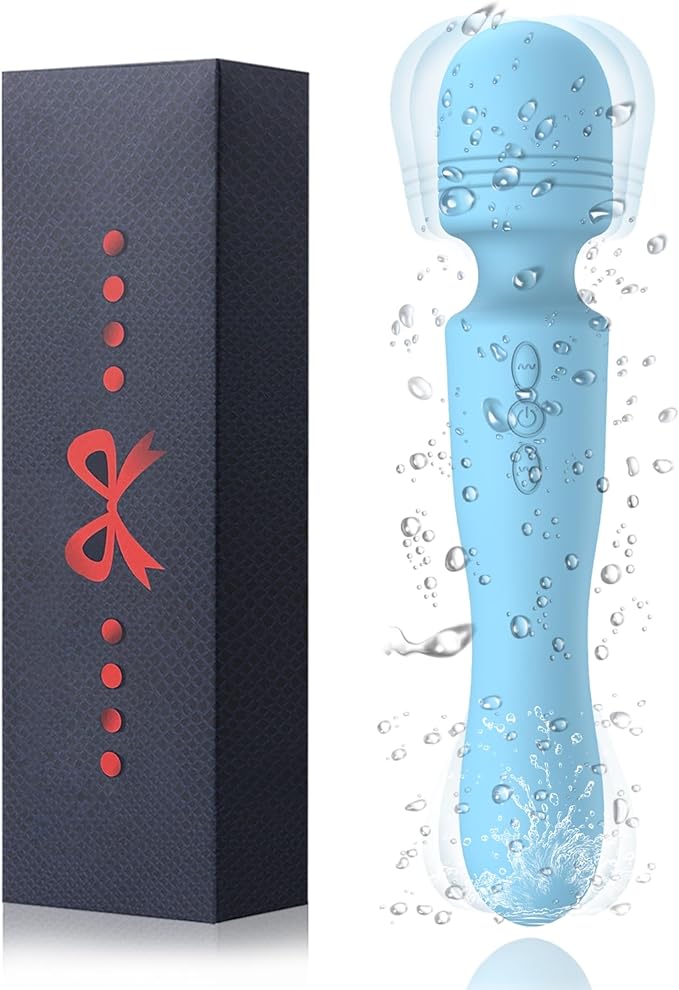 New Upgraded Double-Ended Available Shoulder Neck Back Relaxation Tools Handheld Electric Cordless Portable Wireless Travel Home Work Sports Out Use Relieve Deep Tissue Muscle Pain Fatigue - Pale Blue