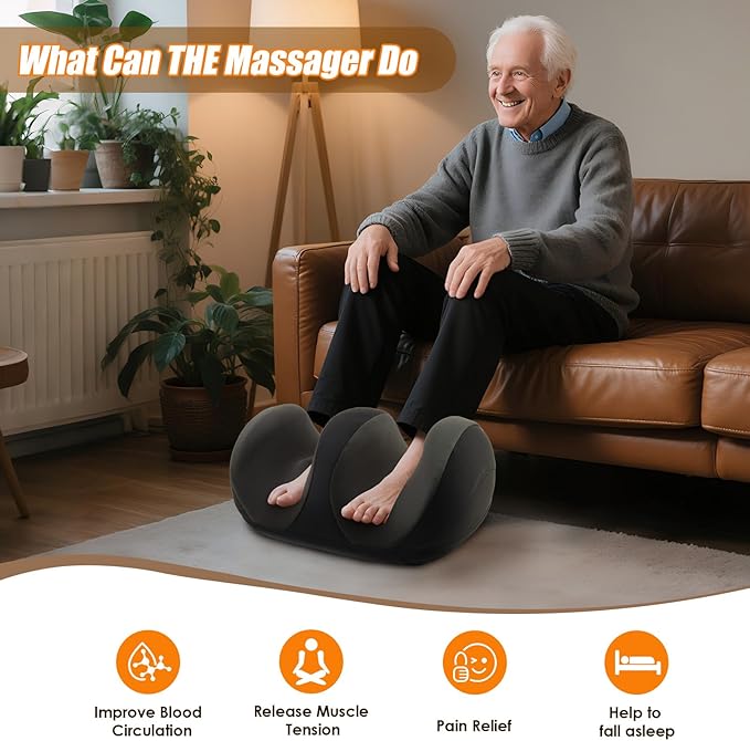 Foot Massager with Heat Shiatsu Kneading Foot and Calf Electric Massager Machine with Roller Massage Feet/Arm/Calf/Ankle for Relax Plantar Fasciitis Pain Relief Gifts for Women &amp Men Black