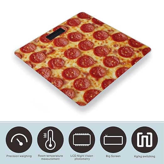 Automatic Switch Digital Bathroom Weighing Scale Smart Scale for Body Weight Pizza Pepperoni Pattern