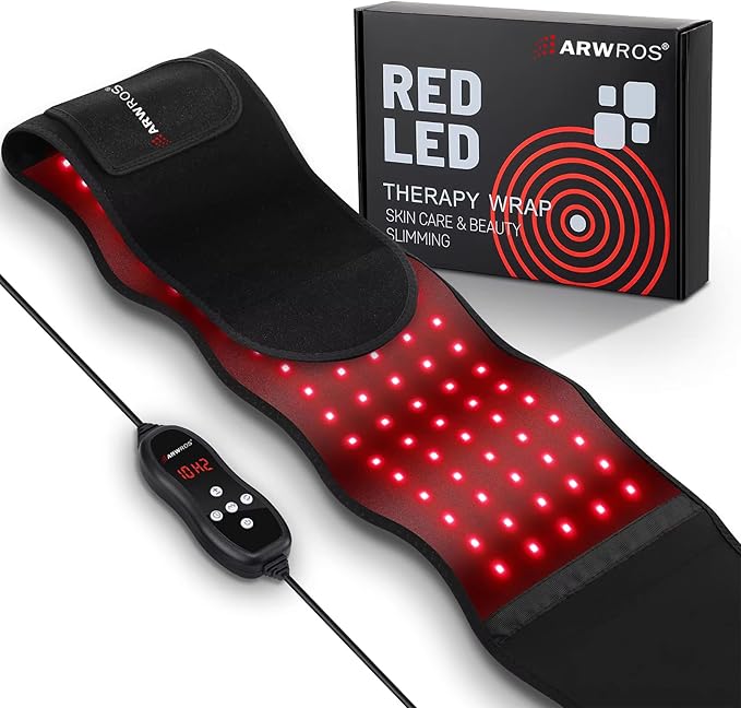 Red Light Therapy Belt - 660nm &amp 850nm Wavelength Red Light Therapy Wrap Near-Infrared Light Belt for Back 5 Brightness Levels 5 Vibration Levels Timer