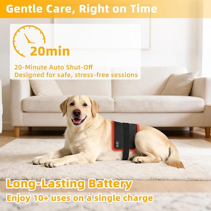 Pets Red Light Therapy Belt LED Infrared Light Therapy for Dogs and Cats with 80 LEDs 660nm and 850nm RedWearable Device for Pain Relief