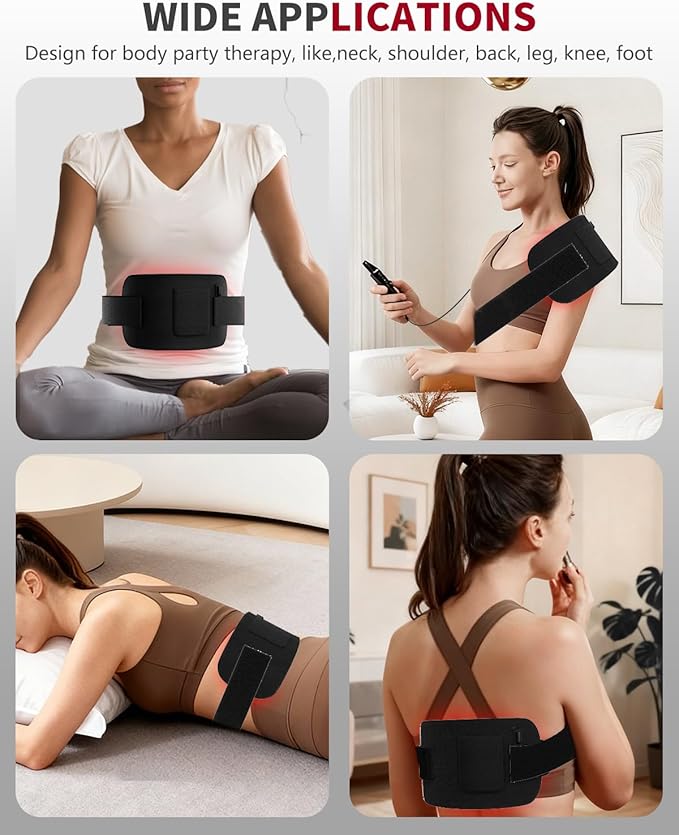 Red Light Therapy for Body3-in-1 660nm&amp850nm LED Bead Red Light Therapy Belt with Timer Remote Control for Back Shoulder Waist Muscle Pain Relief for Women Men