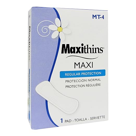 HOSPECO Maxithins Vended Sanitary Napkins #4 Maxi 250 Individually Boxed Napkins/carton