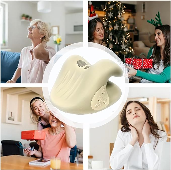 Neck Massager Pillow - 26° Angle Neck Relaxer Shoulder Relief Device Ergonomic with Heat Function Massage Tool for Stress Relief Muscle Relaxation and Cervical Traction Aid for Adults