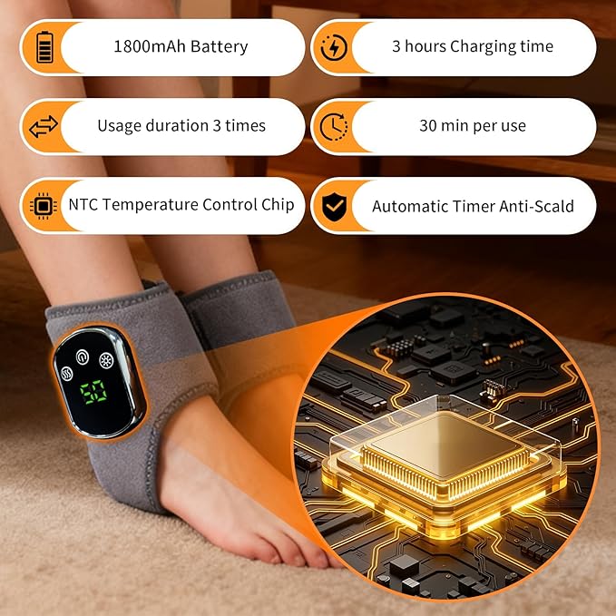 Foot Massager for Neuropathy Footrenews Triple Method Massager Ankle Massager for Circulation and Pain Relief Foot Massager Plantar Fasciitis with Heat &amp Vibration Smart Timer Touch Screen 1P