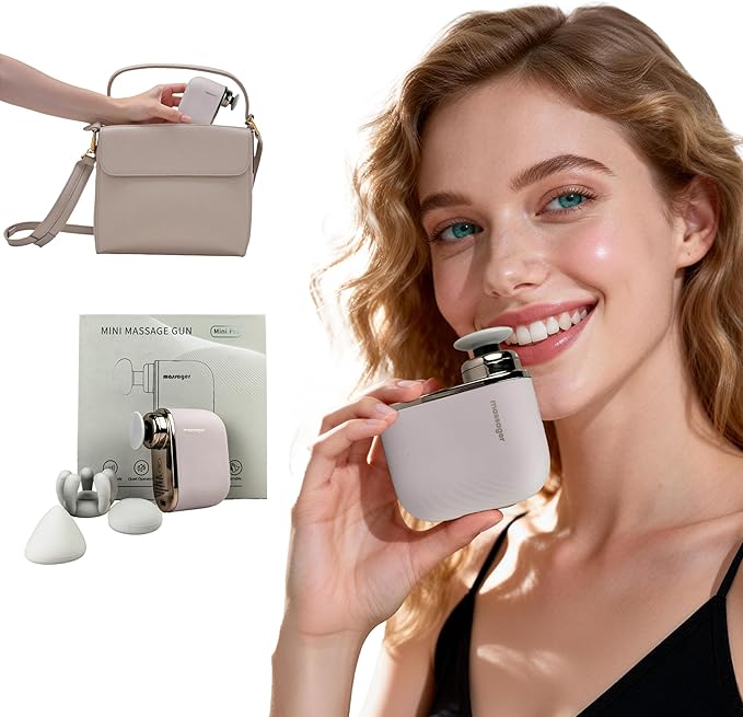 Mini Massage Gun Pro – Portable Deep Tissue Percussion Massager with Smart Pressure Sensor Quiet Motor Muscle Relaxation for Neck Back &amp Legs USB-C Rechargeable Light Purple Color