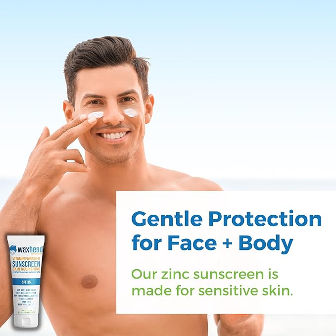 Waxhead Zinc Sunscreen for Face Mineral Sunscreen Kids Sunblock Reef Safe Non-Nano for Body