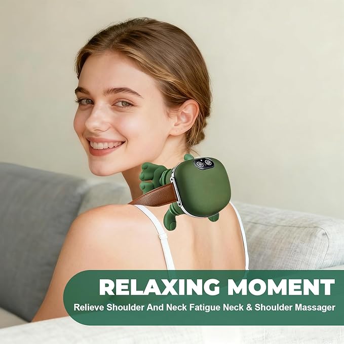 Neck Massager with Fingers Green Neck and Back Massager with Hand for Pain Relief Deep Tissue Hand Massager with Heat and Compression Bionic Electric 4D Kneading Thera Palm Massage