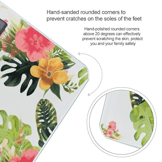 Tropical Flower and Corgi Bathroom ScaleHighly Accurate Digital Weighing Machine for People Bright LED Display Weight Scale for The Aldult Home Use