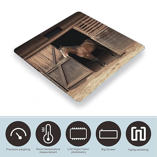 Barn Horse Digital Bathroom Scale for Body Weight with High Precision Digital Weighing Scale with BMI Clear LCD Display and Step-On Measures Weight Up to 180kg