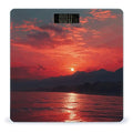 Fiery Red Sunset Digital Bathroom Scale for Body Weight Weighing Scale with Backlit LCD Display High Precision Measurements &amp Measures Weight Up to 180kg