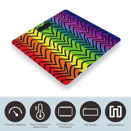 Gay Pride Rainbow Scale for Body Weight Digital Bathroom Scale Toughened Glass High Precision Scales for Body Weight with Large LCD Backlight Display Weight Scales